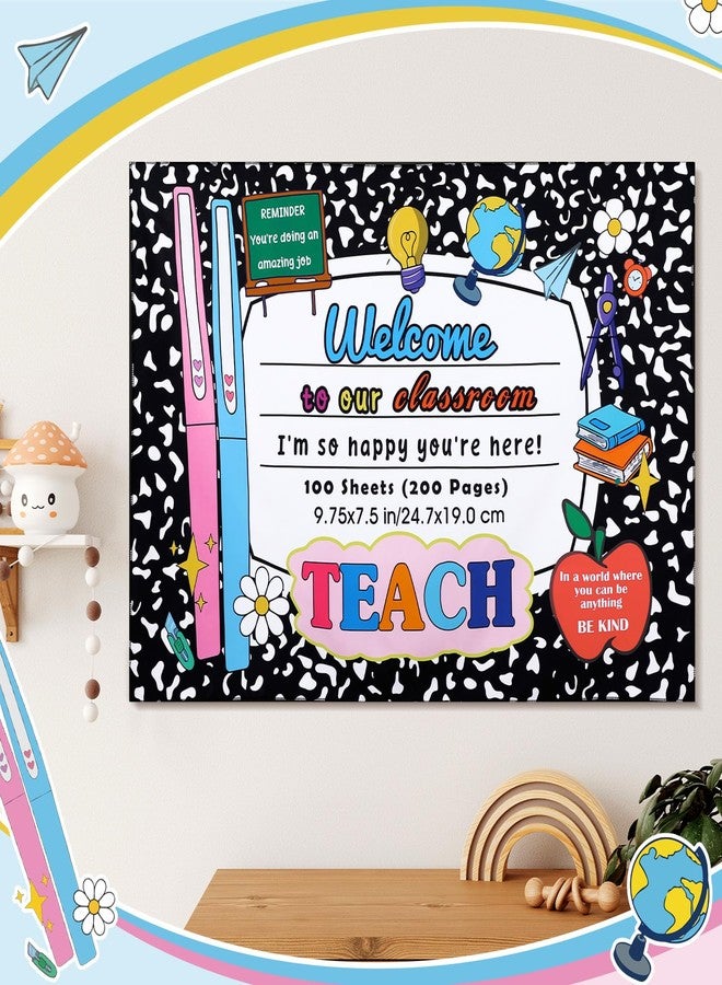 Maasechs Welcome Back to School Tapestry Composition Notebook Classroom Tapestry Welcome to Our Classroom Teach School Background Wall Hanging for Preschool Kindergarten Decorations, 27 x 39 Inch - Image 2